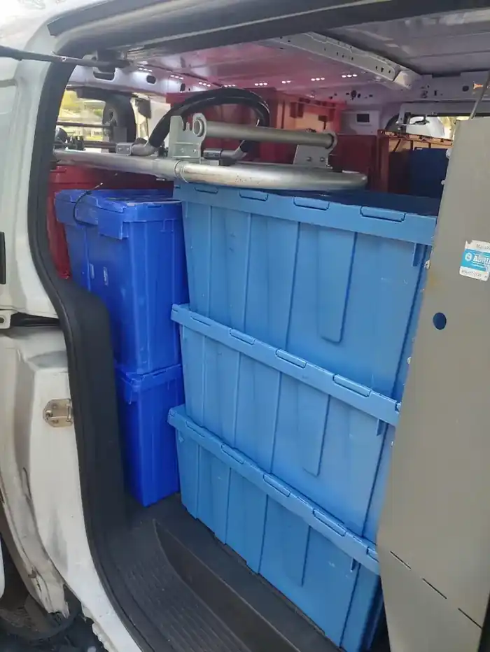 Pallets loaded in Santini delivery van for commercial delivery